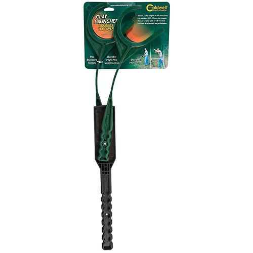 Caldwell Clay Launcher offers easy, one-piece operation for throwing clay birds, ensuring hours of shooting fun with its durable molded plastic design.