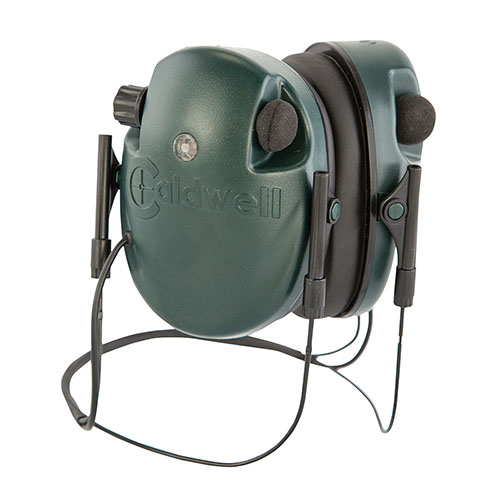 Caldwell E-Max Behind-the-Head hearing protection amplifies sounds up to 20dB, features low profile cups, and protects hearing from loud noises above 85dB.