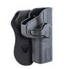 Caldwell Tac Ops holsters offer reinforced polymer construction, custom fit for various handguns, trigger guard retention, and ergonomic comfort for all-day wear.