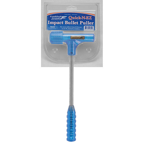 Frankford Arsenal Quick-N-EZ Impact Bullet Puller makes bullet removal effortless with a single whack; includes collets for calibers 22 Hornet to 45-70.