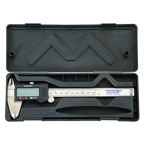 Frankford Arsenal Electronic Caliper offers precise measurements for cartridge dimensions, is easy to use, and includes an extra battery in a protective case.