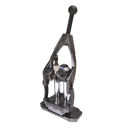 Frankford Arsenal M-Press offers easy adjustments, quick-change die system, stability with guide rods, LED light, and handles a wide range of cases from .22 to .338 Lapua.
