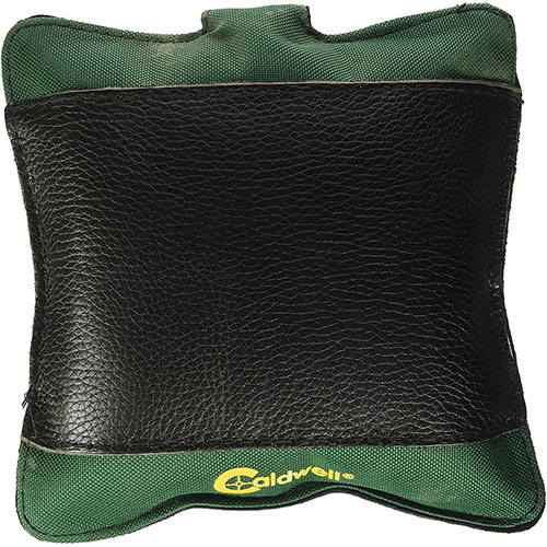 Caldwell Bench Accessory Bag No. 2 offers quick installation with hook and loop tabs, durable leather for a secure rest, and non-stretch polyester to maintain shape.