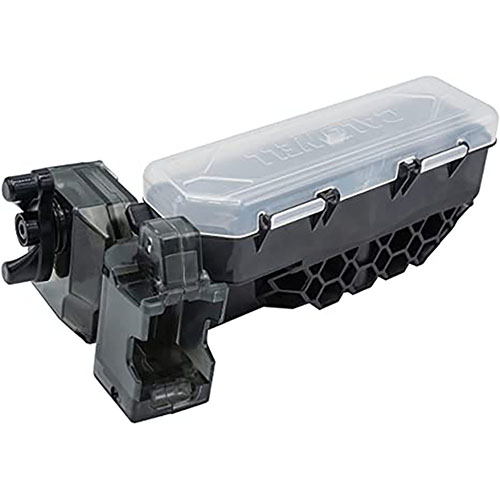 Caldwell 22LR Rotary Mag Charger offers fast loading for T/CR22 and 10/22 magazines, holding 100 rounds, with durable construction and easy operation.