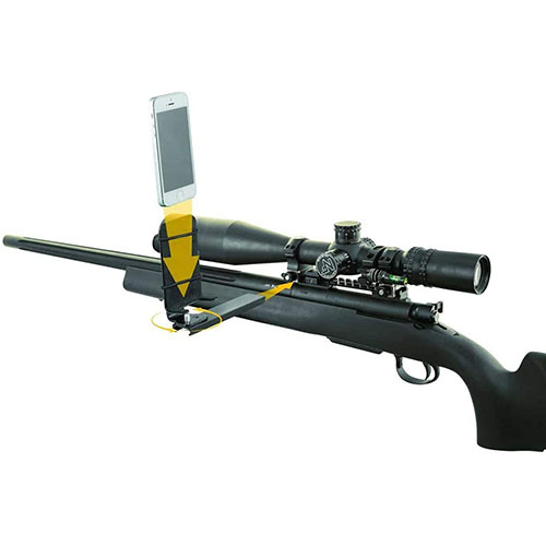 Caldwell Pic Rail Phone Mount securely attaches to any picatinny rail, allowing versatile smartphone use for action footage or data display, with durable aluminum construction.