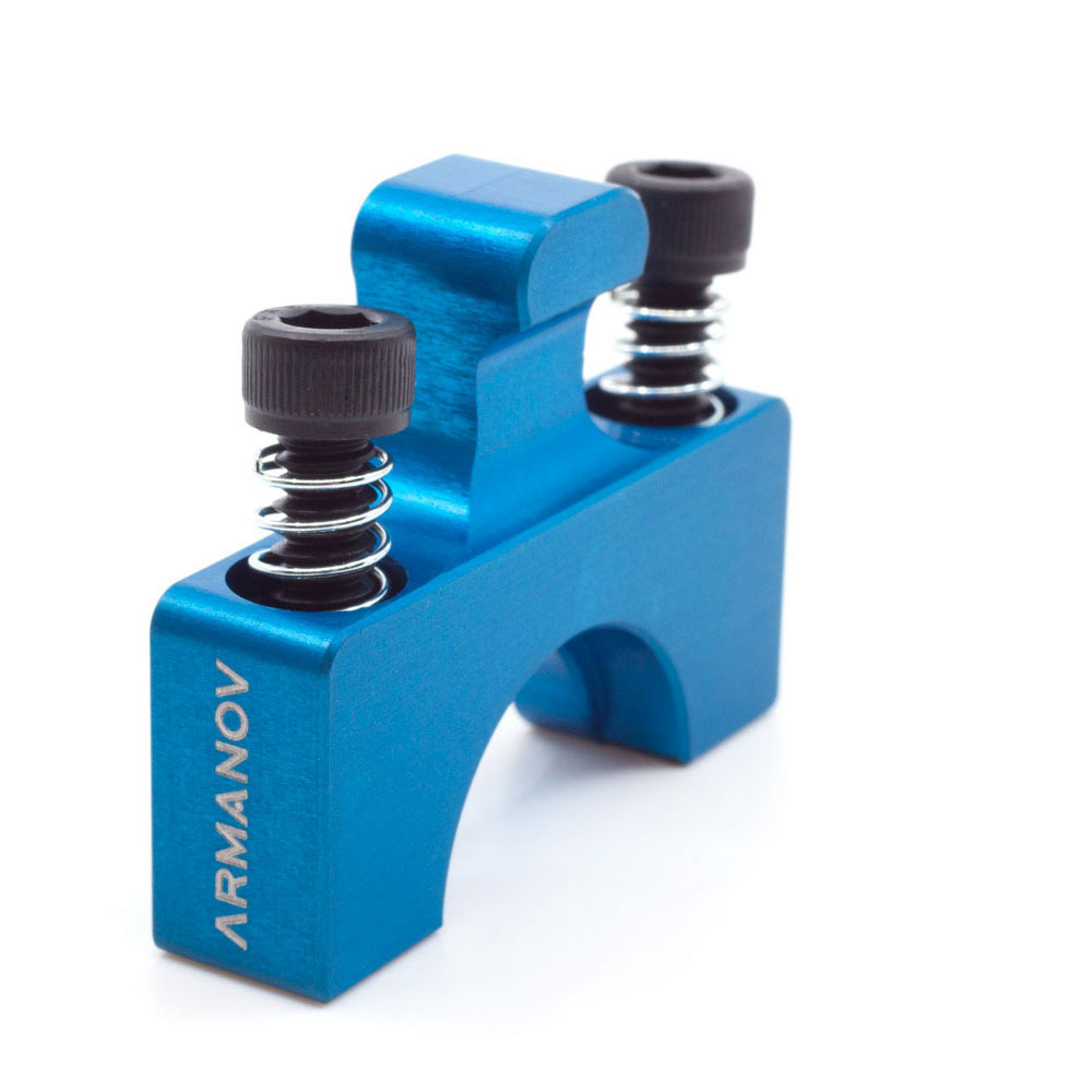 Armanov Quick Disconnect for Dillon Powder Measure enables tool-less, quick changes of powder bars across multiple toolheads, enhancing efficiency and ease of use.