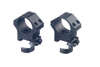 ERATAC Two-Piece Ring Mounts offer Mil-Spec engineering, dual fastening options, adaptable rail tension, and a tactical modular interface for versatile optics setup.