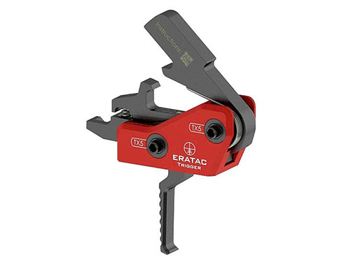 ERATAC Trigger offers a true drop-in design, crisp single-stage action, adjustable pull weight, and fits all common AR platforms, all in a reusable Cordura pouch.