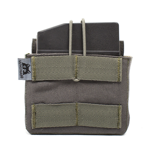 ULFHEDNAR Universal Magazine Pocket fits 1-2 long rifle mags, adjustable with velcro and bungee, made of durable Cordura, features molle loop for secure attachment.