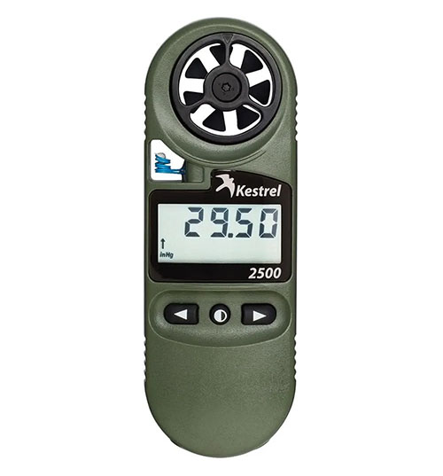 Kestrel 2500NV Weather Meter offers precise weather data, built-in pressure sensor, NV-friendly backlight, and IP67 waterproof rating for outdoor enthusiasts.