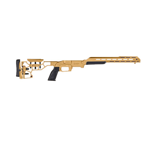 MDT ESS Chassis System Kit offers ultimate ergonomics with a 15" forend, adjustable buttstock, and ambidextrous magazine latch for enhanced shooting performance.