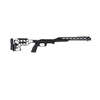 MDT ESS Chassis System Kit offers ultimate ergonomics with an adjustable buttstock, 15" forend, ambidextrous magazine latch, and V-block bedding for stability.