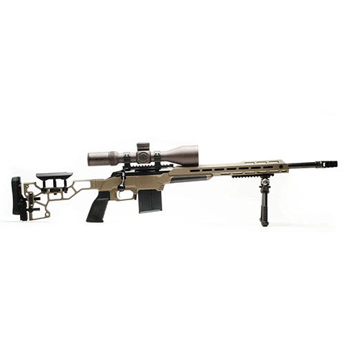 MDT ESS Chassis System Kit offers ultimate ergonomics with a fully adjustable buttstock, refined magazine well, and compatibility with various AR grips.