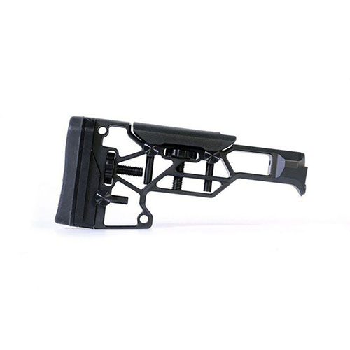 MDT Skeleton Rifle Stock V5 offers toolless adjustments for ultimate comfort, ensuring a perfect fit for your shooting position on TAC21, LSS-XL, and HS3 chassises.