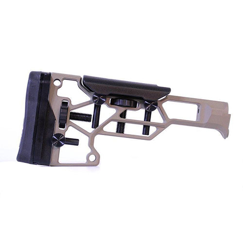 MDT Skeleton Rifle Stock V5 offers toolless adjustments for optimal comfort, ensuring a perfect fit for your shooting position on TAC21, LSS-XL, and HS3 chassises.