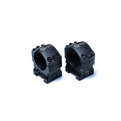 MDT Elite Scope Rings provide a lightweight, secure mounting for optics with a built-in bubble level, designed to STANAG 4694 for a perfect fit on any rail.