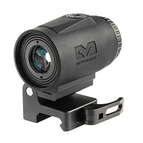 Meprolight MMX4 4x magnifier enhances target engagement, features quick flip-mount, no zeroing needed, and is rugged for all conditions.