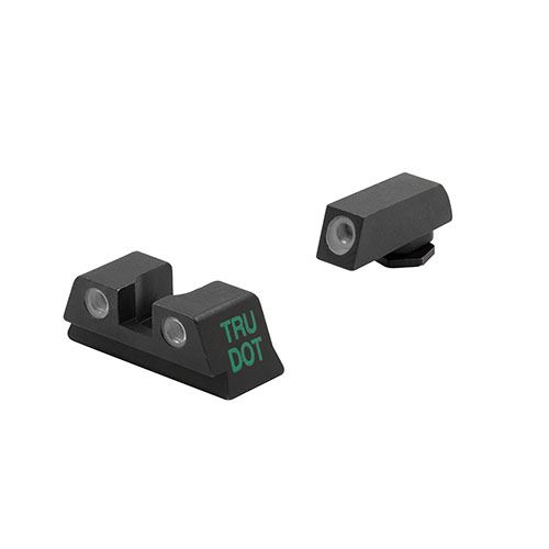 Upgrade your Glock with MEPROLIGHT® Tru-Dot® night sights for enhanced hit probability in any light, featuring easy installation and various tritium dot colors.