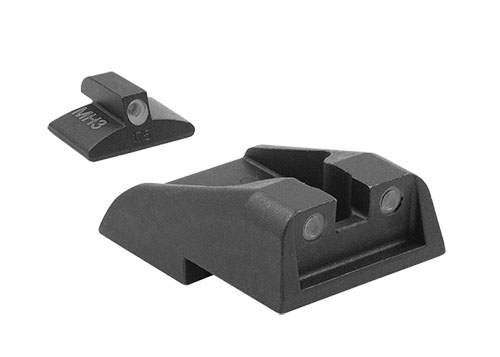 Upgrade your aiming with MEPROLIGHT Tru-Dot night sights for IWI Baby Eagle, featuring self-illuminated dots for enhanced accuracy in all light conditions.