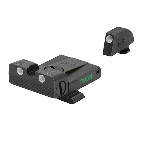 MEPRO Tru Dot Adjustable Sights enhance accuracy in all lighting, offering 85% more hit efficiency with intuitive aiming and easy installation for Glock models.