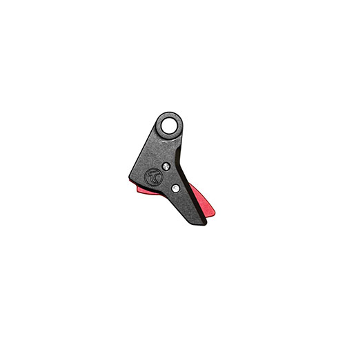 Upgrade your Gen 3-4 Glock with the Timney 3lb trigger for improved performance; features an aluminum Enhanced Feel Trigger Shoe in sleek black/red finish.