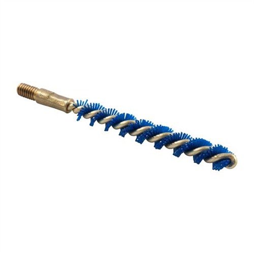 IOSSO NYFLEX bore brushes feature flexible blue Nyflex bristles for effective cleaning without scratching, ideal for handguns, rifles, and shotguns.