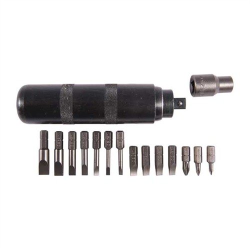 Loosen frozen screws or securely tighten loose ones with the LISLE Impact Driver Set, featuring rotary impact power and 14 MAGNA-TIP bits for versatile use.