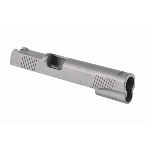 Ed Brown 1911 Government Slide features a pre-cut for Trijicon RMR, allowing easy optic installation, with a low profile and rugged design.