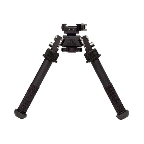 V8 ATLAS BIPOD offers a lightweight aluminum design, adjustable legs from 5" to 9", smooth 30° pan and cant adjustments, plus versatile Picatinny mounting options.