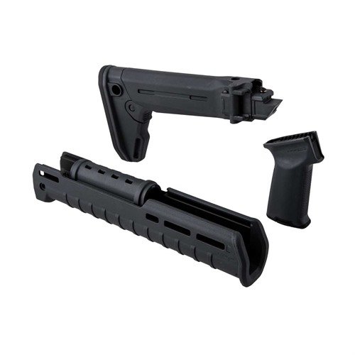Upgrade your AK-47 with the Magpul Zhukov Stock Set featuring a folding stock, ergonomic grip, and M-LOK handguard for enhanced functionality and control.