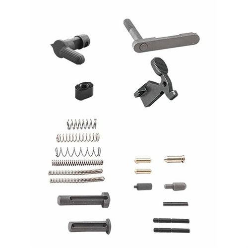 Luth-AR's AR-15 Builder Kit provides all essential parts to complete a stripped lower, ensuring compatibility and ease of assembly without unnecessary extras.