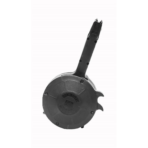 KCI's 50RD drum magazine for Glock 17/19/26 offers high capacity, quick loading, and sturdy construction, perfect for range practice or 9mm AR-15s.