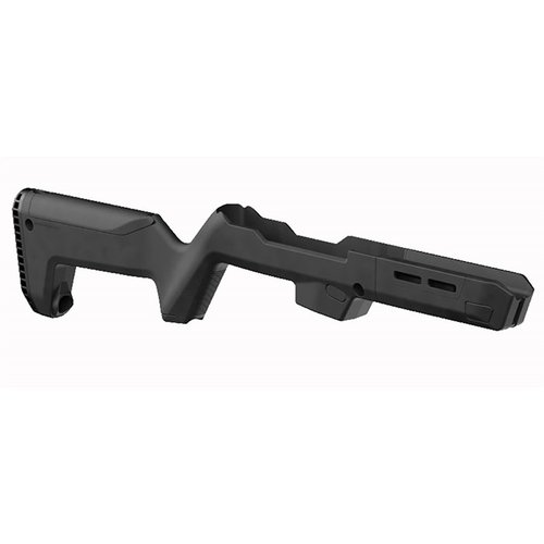 Magpul's Backpacker Stock for Ruger PC Carbine offers portability, M-LOK slots for accessories, dual storage options, and adjustable length-of-pull for enhanced shooting comfort.