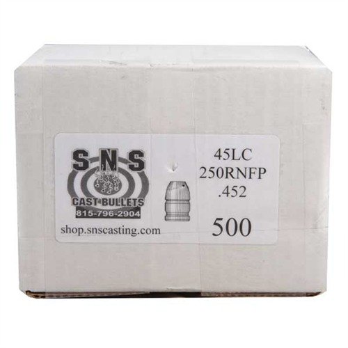SNS CAST BULLETS .45 Caliber RNFP bullets offer exceptional accuracy, made from a durable 92% lead alloy, polymer coated, and perfect for economical shooting.