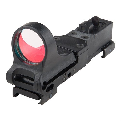 RAILWAY Red Dot Sight offers quick attachment to Weaver/Picatinny rails, versatile for shotguns, rifles, handguns, and easy detachment for multi-weapon use.