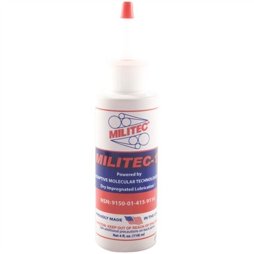 MILITEC-1 OIL provides self-lubricating protection, preventing jams and corrosion, while bonding to metal for reliable firearm performance in extreme conditions.