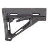 AR-15 CTR Stock features a friction locking system for stability, quick length adjustments, and a comfortable design, fitting mil-spec buffer tubes.
