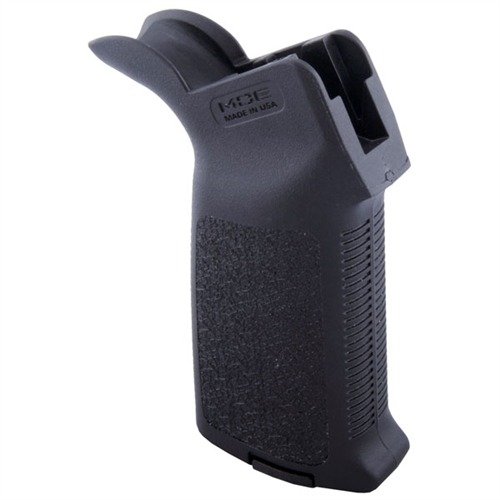 Magpul MOE Grip offers a durable, ergonomic design with a secure grasp, crackle texture, and beavertail for improved comfort and control during shooting.