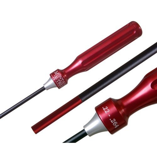 1-Piece coated cleaning rods ensure no bending, easy grip aluminum handle, smooth rotation for effective cleaning, and color-coded for correct caliber selection.