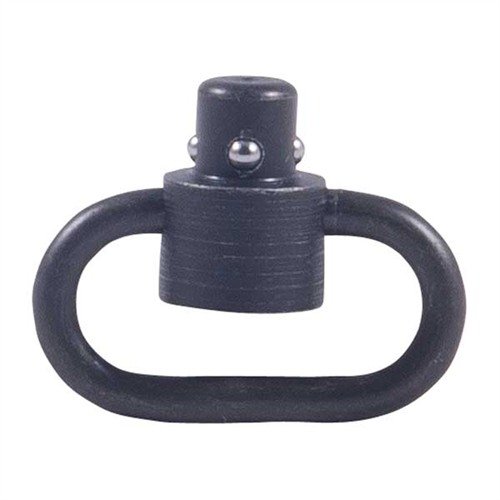 Heavy-duty AR-15/CAR-15 Quick Detach Swivel features a smooth push-button, 360° rotation, and robust steel construction for reliable sling attachment.