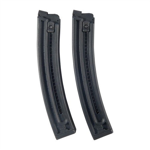 GSG-16 22LR magazines offer 10- or 22-round capacities, durable polymer construction, easy loading, and quick round count assessment for reliable performance.