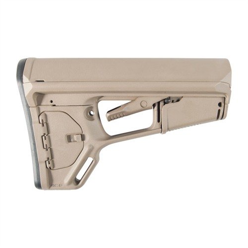 Magpul's ACS-L stock offers a lightweight, extra-slim design for enhanced maneuverability, secure cheekweld, and built-in storage, perfect for Mil-Spec buffer tubes.