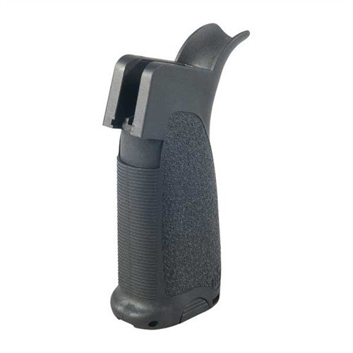 AR-15 MOD-1 GUNFIGHTER GRIP offers ergonomic design for better control, durable polymer construction, a storage compartment, and customizable triggerguard inserts.