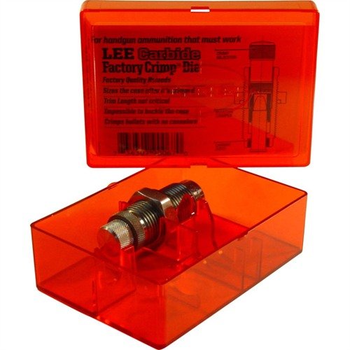 Lee Carbide Factory Crimp Die ensures reliable chambering and accurate ammo with quick crimp adjustments, no case lube needed, and faster processing time.