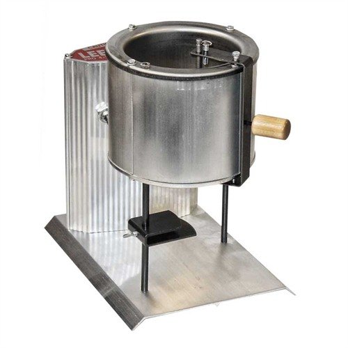 Lee Pro 4-20 Lead Melter holds 20 lbs of lead, features adjustable mold guide, quick melting with 700W heater, and a low maintenance valve spout.