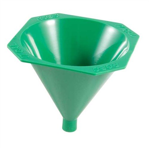 RCBS Powder Funnel 17 to 20 Caliber features a drop tube to prevent spills, a non-stick surface, a square lip for stability, and a spout for WSM cartridges.