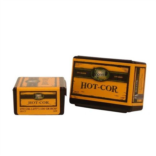 SPEER Hot-Cor 270 Caliber 130gr Soft Point Bullets offer consistent performance and superb accuracy, thanks to their solid lead core and pre-formed jacket design.
