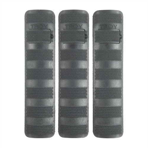 TROY AR-15 Picatinny Battle Rail Covers provide a secure grip, protect hands from heat, and feature easy slide-on installation. Sold in 3-paks.