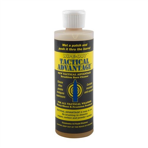 TACTICAL ADVANTAGE is a brushless, maximum strength bore cleaner that dissolves carbon, copper, and powder fouling effortlessly, leaving no mess and odor.