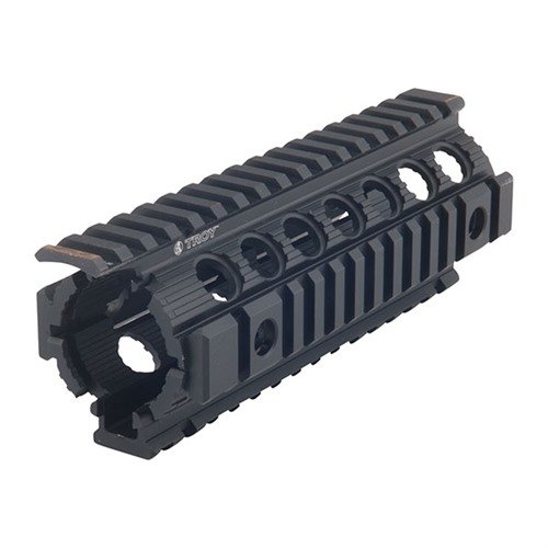 Troy's Enhanced Drop-In Battle Rail offers easy installation, robust construction from aircraft aluminum, and versatile MIL-STD Picatinny Rails for enhanced functionality.